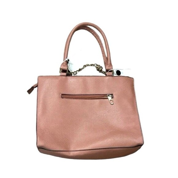 Pink top handle handbag unbranded gold tone accents zip close 10 x 12 inches - Picture 7 of 16